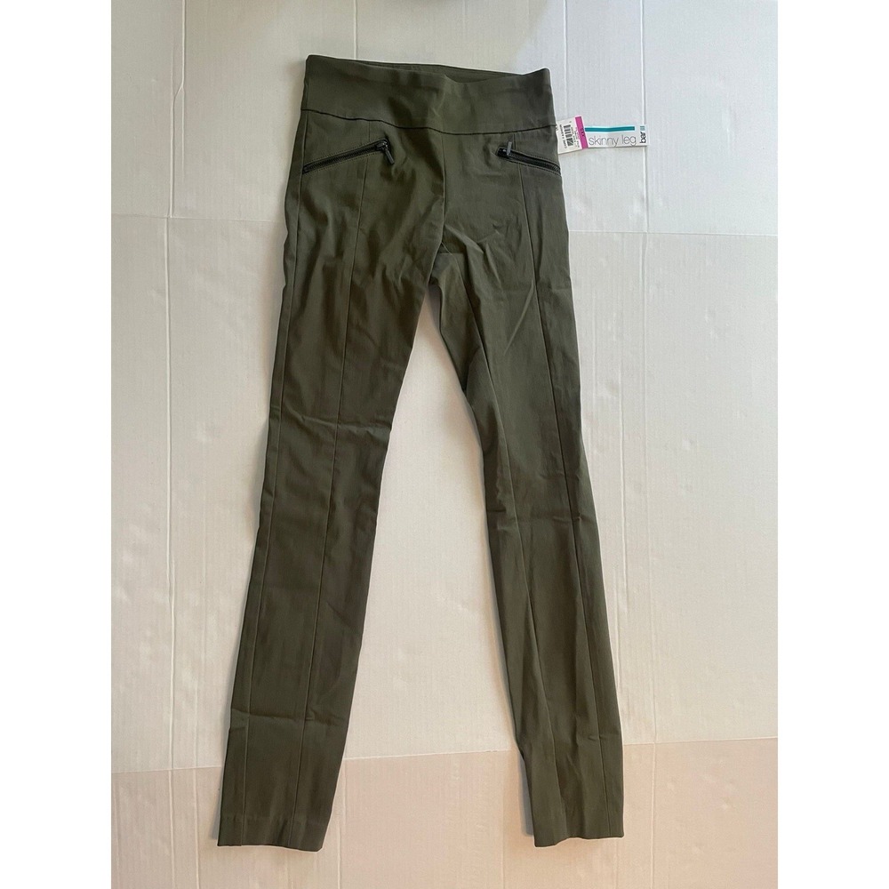 Bar III Women's XXS Casual Trouser Pants Green Skinny Leg Minimalist Utility